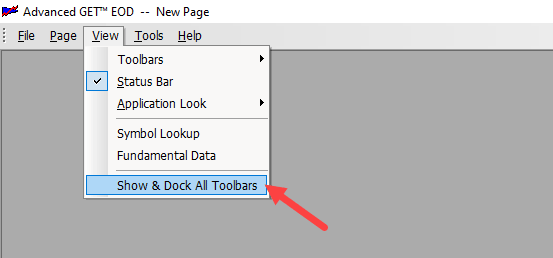 گزینه Show and Dock All Toolbars ادونس گت